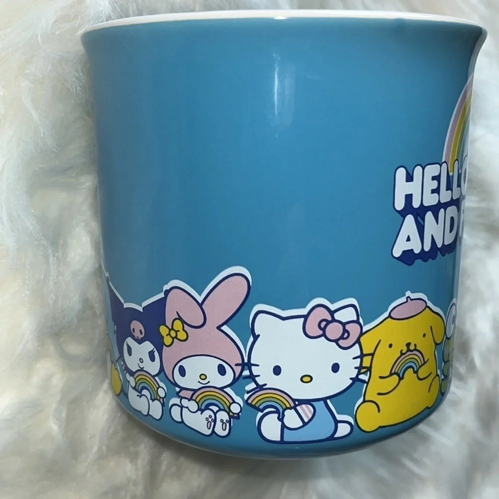 🆕 Hello Kitty and Friends Ceramic Mug Light Blue Rainbow